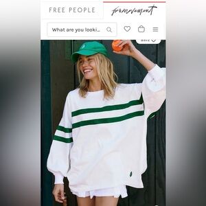 Free People White Ribbed Sweatshirt Size XL